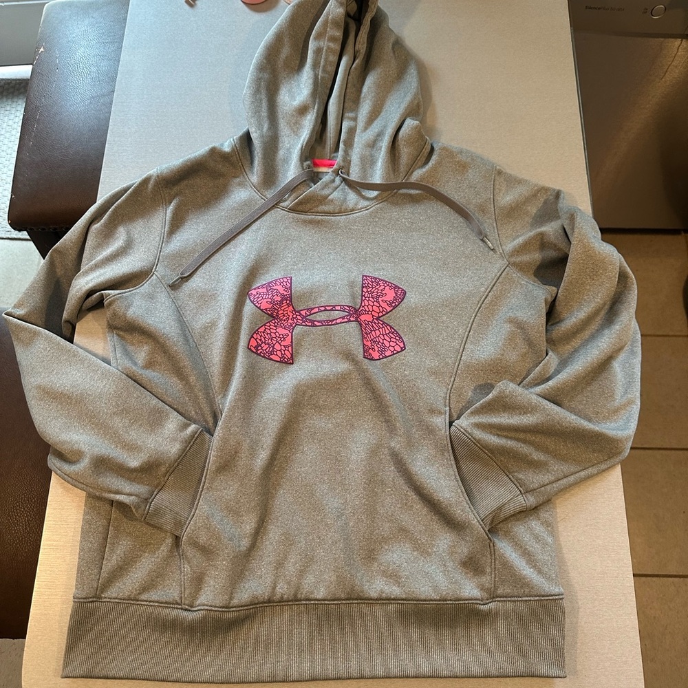Under armour light grey hoodie Large